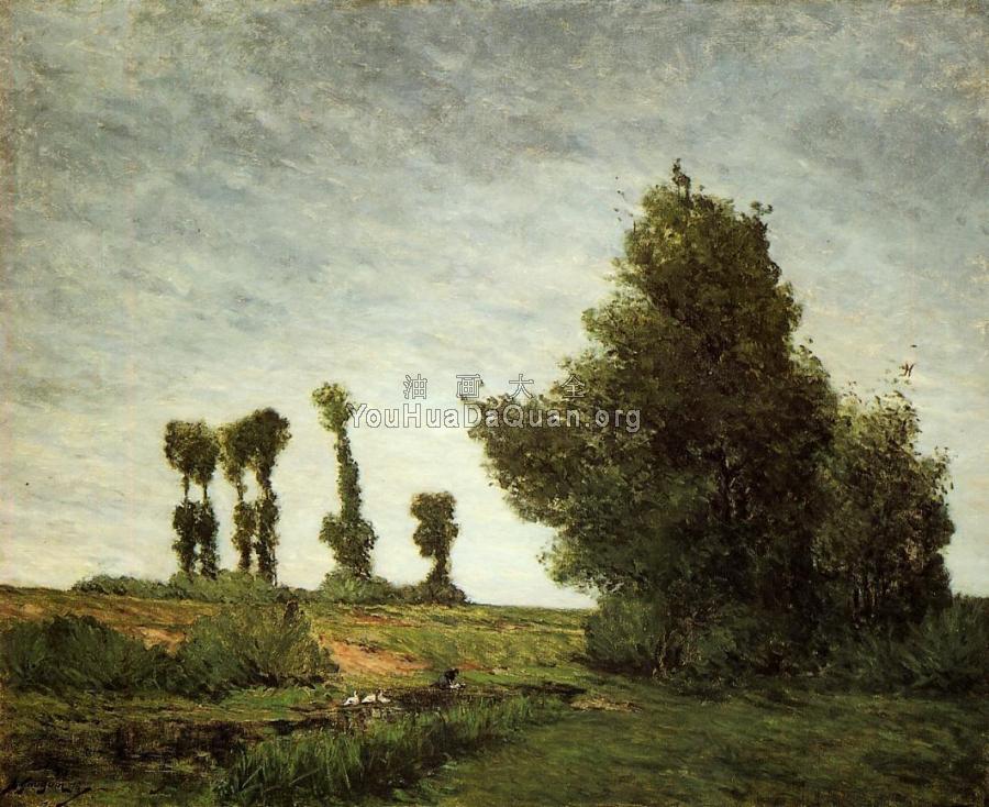 Landscape with Poplars - 保罗·高更